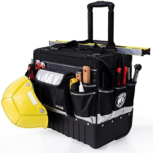 MARUTAI 18'' Rolling Tool Bag, Waterproof Tool Bag with Wheels, Portable Storage Organizer Rolling Tool Tote, for Electrician, Construction, Men, Women