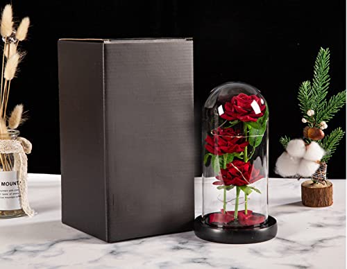 Presente rosa para ela, presente de aniversário para senhora, presente para mãe, 3 rosas artificiais