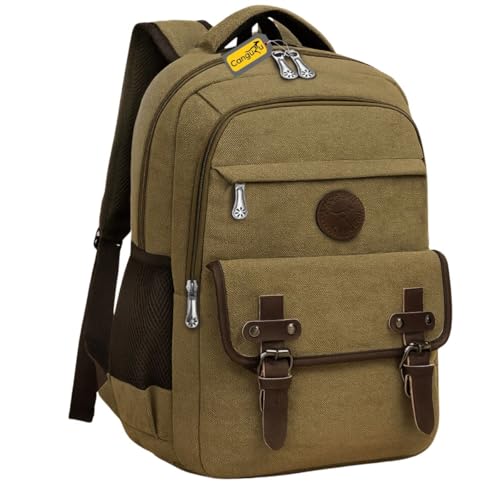 Genérico Mochila Unissexo Casca Macia Retangular Caqui 25L