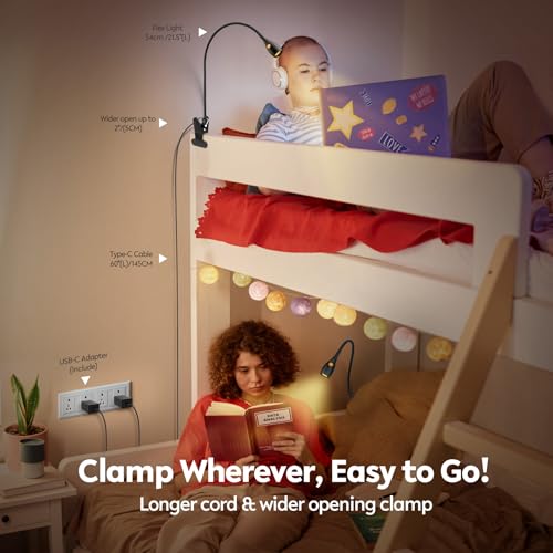 Lampe de lecture à intensité variable acegoo avec col de cygne et CRI 95+