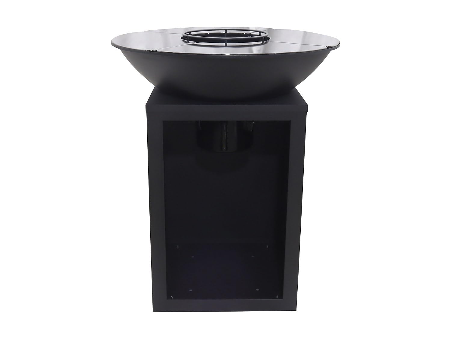 Vente-unique - Barbecue plancha brasero à charbon et bois avec rangement L80 x l80 x H95 cm noir - IGNOS