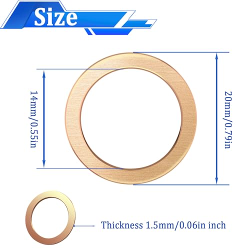 Image of 30 Pcs Aluminum Copper 14mm Oil Drain Plug Gasket,M14 OEM Oil Drain Plug Gasket Washer OEM PN Part: 94109-14000 /007603-014106