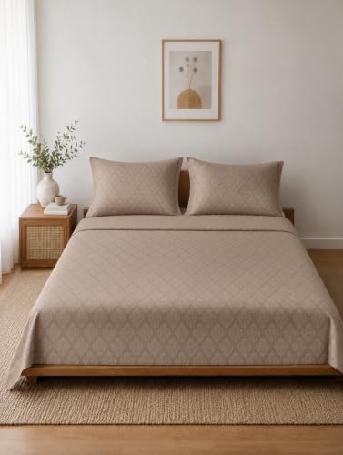 Blue Strip Polycotton Bedsheet, King 108x108 (Beige) discount deal