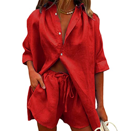 Ensemble de 2 pièces élégant haut col rabattable et short en tissu solide