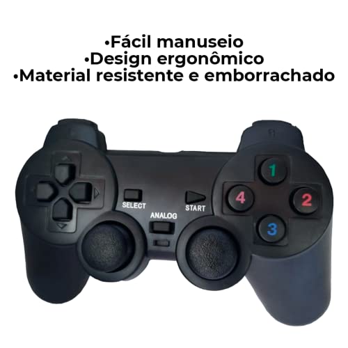 Controle Compatível Com PlayStation 2 Com Fio Para Video Game Com Vibração E Conexão USB Analógico C