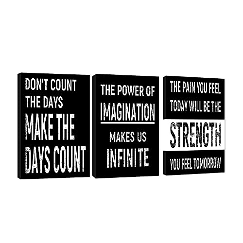 3 Piece Inspirational Wall Art Black Background Sayings Pictures, Quote Motivational Canvas Print for Home Wall Decor, Triptych Entrepreneur Poster Framed Artwork for Women Men Room Decor (36"Wx24" H)