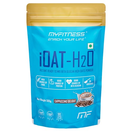 Image of Myfitness iOat H2O | Instant Ready To Mix Beta Glucan Rich Flavoured Oats Powder | Myfitness Oats Breakfast Cereals (500g (Pack Of 1), Cappuccino Delight)