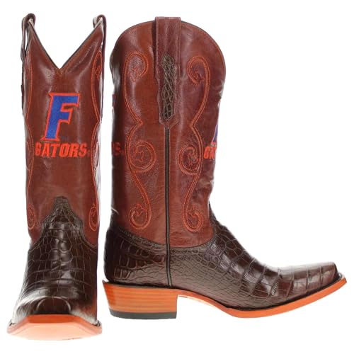 Vaccari Men's James Hand-Corded Top NCAA League Embroidery Gator Belly Leather Western Cowboy Boots2