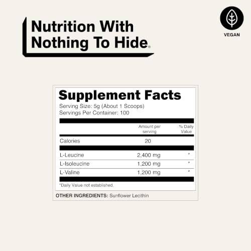 Image of NAKED BCAAs Amino Acids Powder, Only 1 Ingredient, Pure 2:1:1 Formula, Vegan Unflavored Branched Chain Amino Acids, Instantized All Natural BCAA Supplement - 500 Grams, 100 Servings