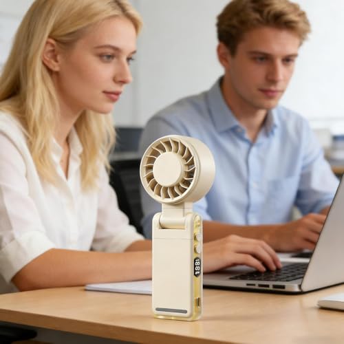 Ventilador de mano portátil recargable de 5 velocidades para colgar en mochila 3