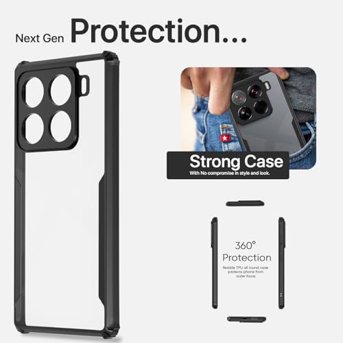 Image of Pikkme Crystal Clear Transparent Back Cover | Ultra Hyrbid | Full Camera Protection | Raised Edge | Bumper Case for Xiaomi 15 Pro 5G (Black)