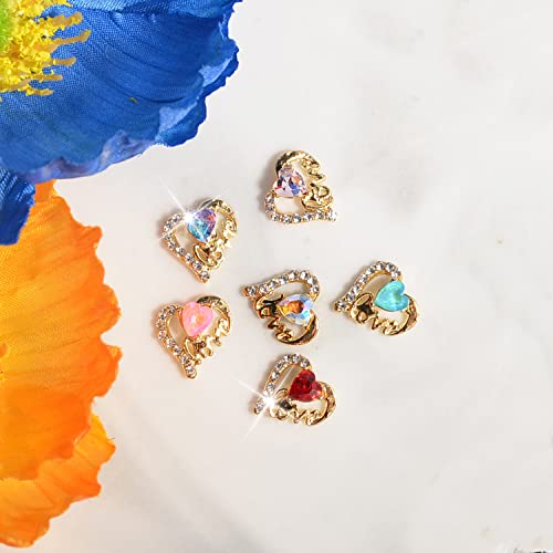 Baiyiyi 30Pcs Heart Shaped Nail Charms 3D Heart Nail Rhinestones Glitter Nail Gem 6 Colors Nail Art Charms For Valentine's Day Diy Nail Art Craft Decoration #TOP6