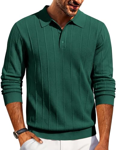 COOFANDY - COOFANDY Mens Knit Polo Sweaters - Casual Long Sleeve Classic Polo Sweaters - Best Deal on Amazon