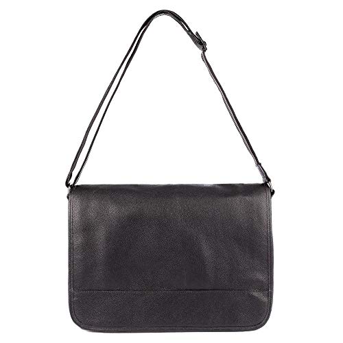 Pasta carteiro de couro masculina Cláudio - Preto