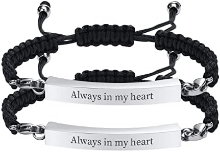 FLHEART Cremation Urns Bracelet for Ashes - Personalized Customized Stainless Steel ID Bar Braided Bracelet for Ashes Holder Keepsake Locket for Women Men Memorial Bracelet for Ashes