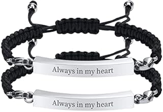 FLHEART Cremation Urns Bracelet for Ashes - Personalized Customized Stainless Steel ID Bar Braided Bracelet for Ashes Holder Keepsake Locket for Women Men Memorial Bracelet for Ashes
