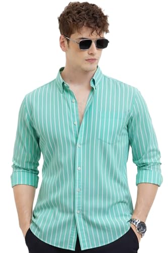 Image of U TURN Men's Casual Printed Striped Stylish Formal Shirt for Men | Cotton Mix 220 GSM