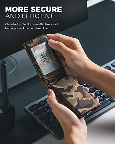 VULKIT Pop Up Wallet for Men, Credit Card Holder Minimalist Slim Bifold Wallets RFID Blocking with Gift Box Desert Camouflage4
