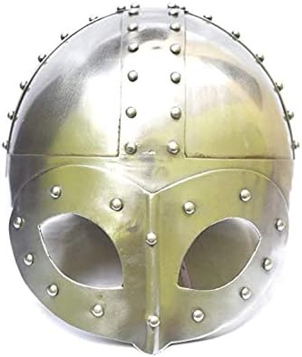 Black Plated Antique Medieval Viking Mask Helmet | Premium Quality Soldier Helm Adult with Liner & Strap| Cosplay