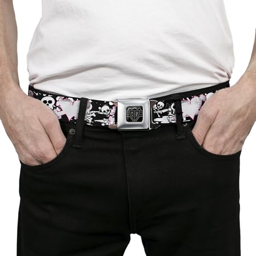 Cinturón de seguridad Buckle-Down 1 pulgada blanco y negro con salpicaduras 3