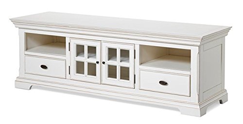 Image of APRODZ Mango Wood Dacia TV Stand Cabinet for Home | TV Unit for Living Room | White Finish