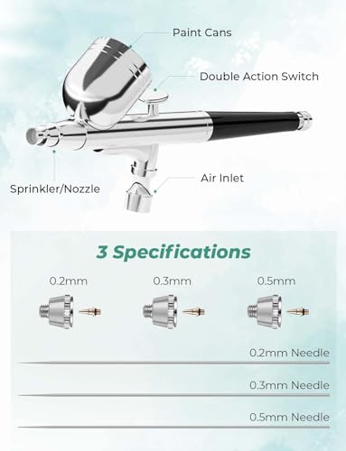 Oasser Airbrush Compressor Kit, Dual Action Airbrush Pak met Oplaadbare 30psi - Afbeelding 6