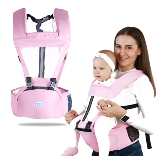 Image of Bembika Baby Carrier with Hip Seat - Soft Kangaroo Bag & Sling Carrier, Multiple Carry Positions, Adjustable Infant Carrier for Hands Free Parenting -(3-24 Months | 3-15 Kg | Light Pink)