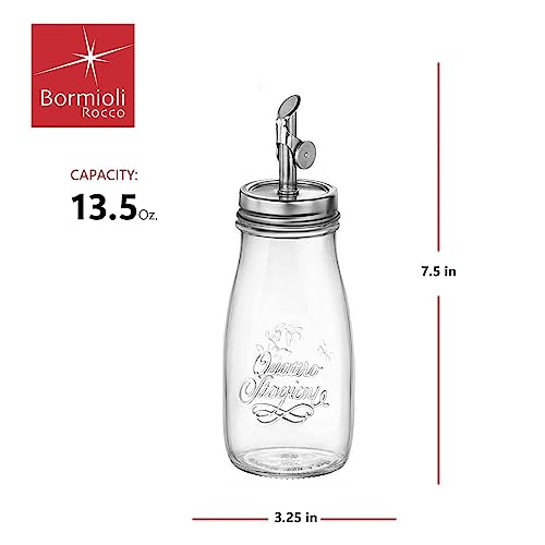 Bormioli Rocco Quattro Stagioni Glass 13.5 Oz Olive Oil Dispenser With Weighted Pourer, Made From Bpa Free Durable Glass, Made In Italy. #TOP1