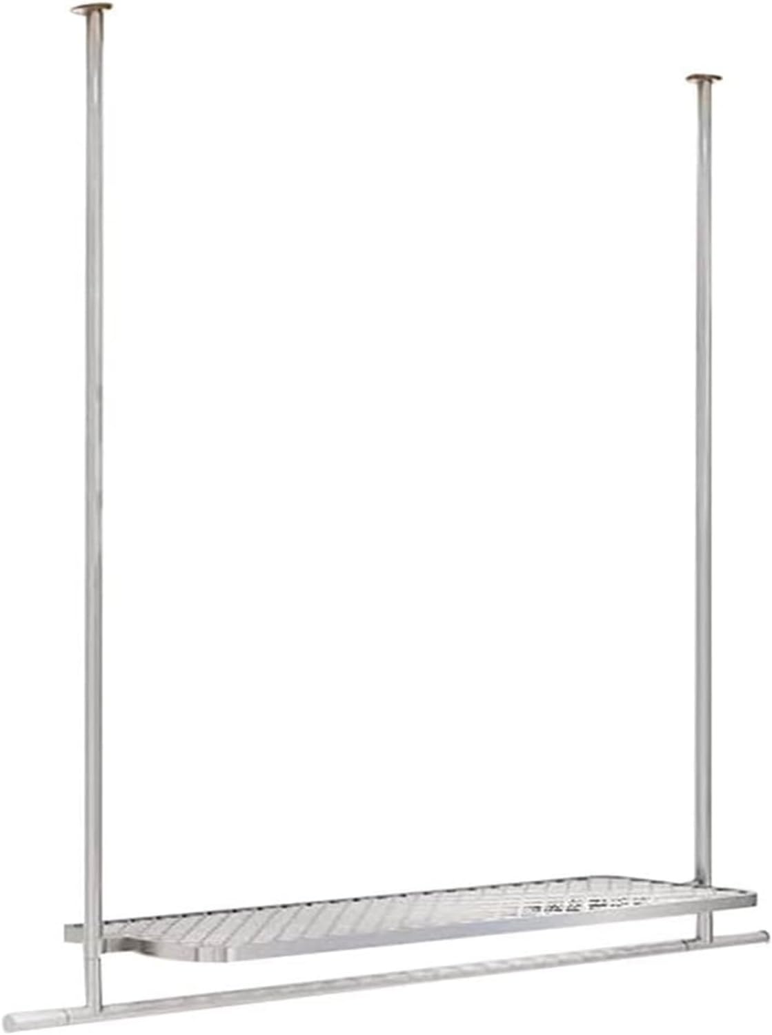 Clothes Rail Garment Rack Adjustable Height Ceiling Hanging Clothes Racks, Heavy Duty Commercial Garment Rod Retail Clothing Store Display Rack with Shelf Wedding(Silver-140X20CM