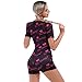 FYMNSI Adult Pajamas For Women Crew Neck Short Sleeve Bodysuit One Piece Pajamas Button Up Romper Playsuit Sleepwear Letters Print Bodycon Overall Nightwear Age Regression Clothes Black - Letters XL