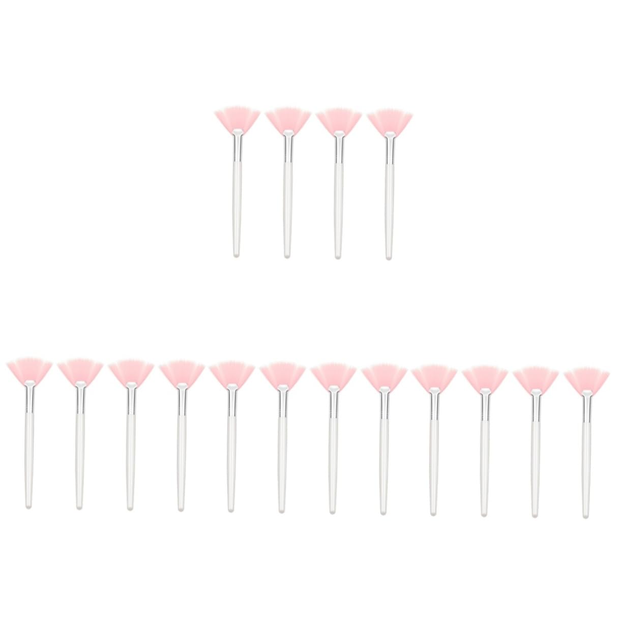 SOESFOUFU 4sets Fan Makeup Brush for Powder Blush Foundation Long Handle Fluffy Nylon Hair Facial Makeup Applicator 4pcs*4