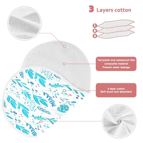 Kigai Blue Flowers Burp Cloths for Baby 4-Layer Cotton Muslin Burping Cloths 22x11 inch Super Soft & Absorbent Spit Up Burp Rags for Newborn Boys Girls 2 Pack3