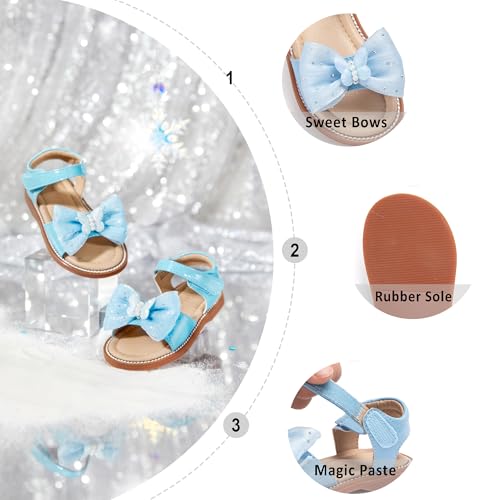 Image of Otter MOMO Girls Open Toe Princess Flat Sandals with Comfort Sole Summer Sandals