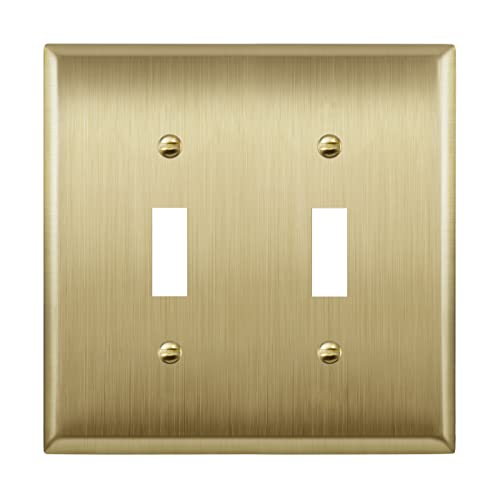 LIDER Toggle Light Switch Metal Wall Plate, Switch Cover, Corrosion Resistant, Mid-Size 2-Gang...