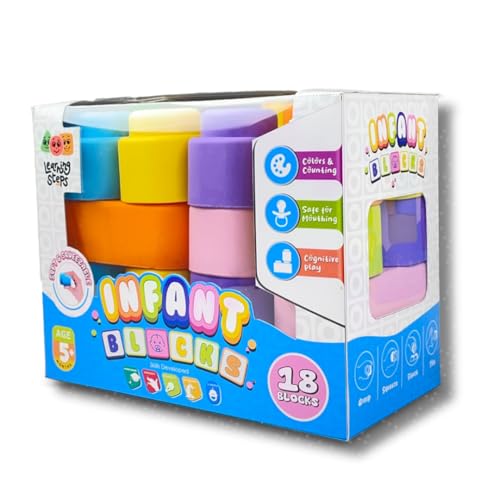 Image of Zephyr Learning Steps - Infant Blocks-2, Montessori Toys for Babies, Early Development, Soft Building Blocks, Block Sets, Colors and Counting, Premium Blocks, Stack Toy, Toddler Block Toys, 18 Pieces