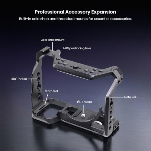 Image of Simpex A7M4 Metal Cage for A7M4, A7R4A, A1, A9II, A7S3, A7R5, A7IV Built-in Quick Release Plate for Arca-Type, Filmmaking Video Cage with Shoe Mount, 1 /4 inch & 3 /8 inch Threaded Holes