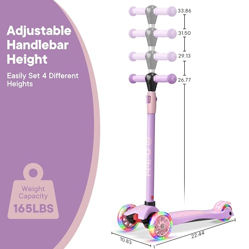 Dribbl 3-Wheel Kids Scooter - Lean-to-Steer Technology, Adjustable Height Handlebar, Wide Anti-Slip Deck, Scooter for Boys & Girls Ages 3+, Child Safety Approved, Support Riders Up to 165 lbs, Purple by Dribbl - Image 4