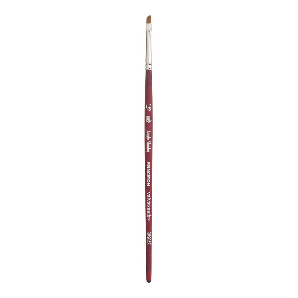 Princeton Velvetouch Artiste, Mixed-Media Brush for Acrylic, Watercolor & Oil, Series 3950 Angle Shader Luxury Synthetic, Size 1/8 inch