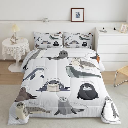 Image of Feelyou Kids Cartoon Seal Comforter Set Full Size for Boys Girls Teens