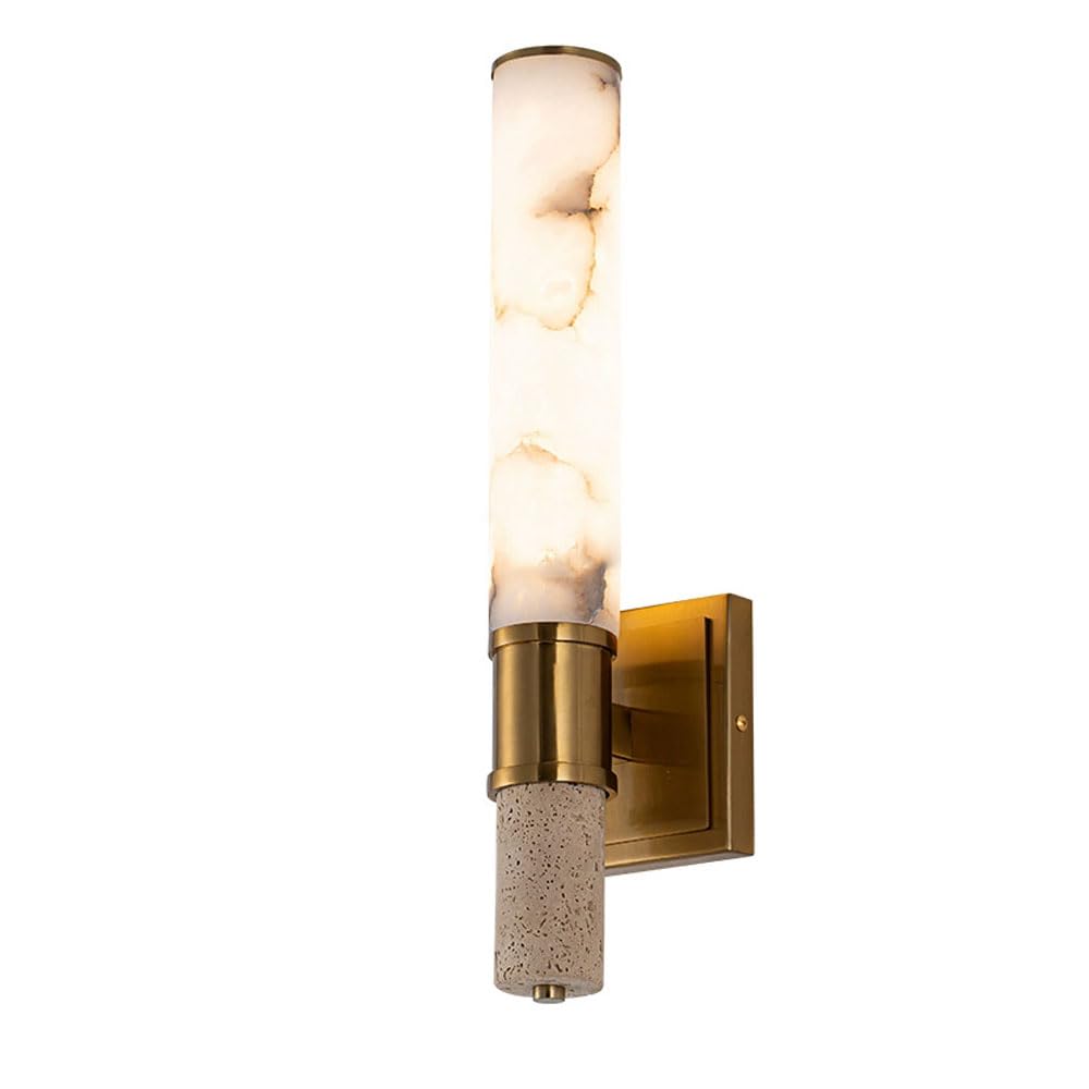 XYBZJP French Industrial Style Wall Light, Personalized Yellow Travertine Marble Wall Sconce, LED Light Source Single-Head Wall Lamp, Bedroom Porch Entrance Decorative Lighting Fixtures