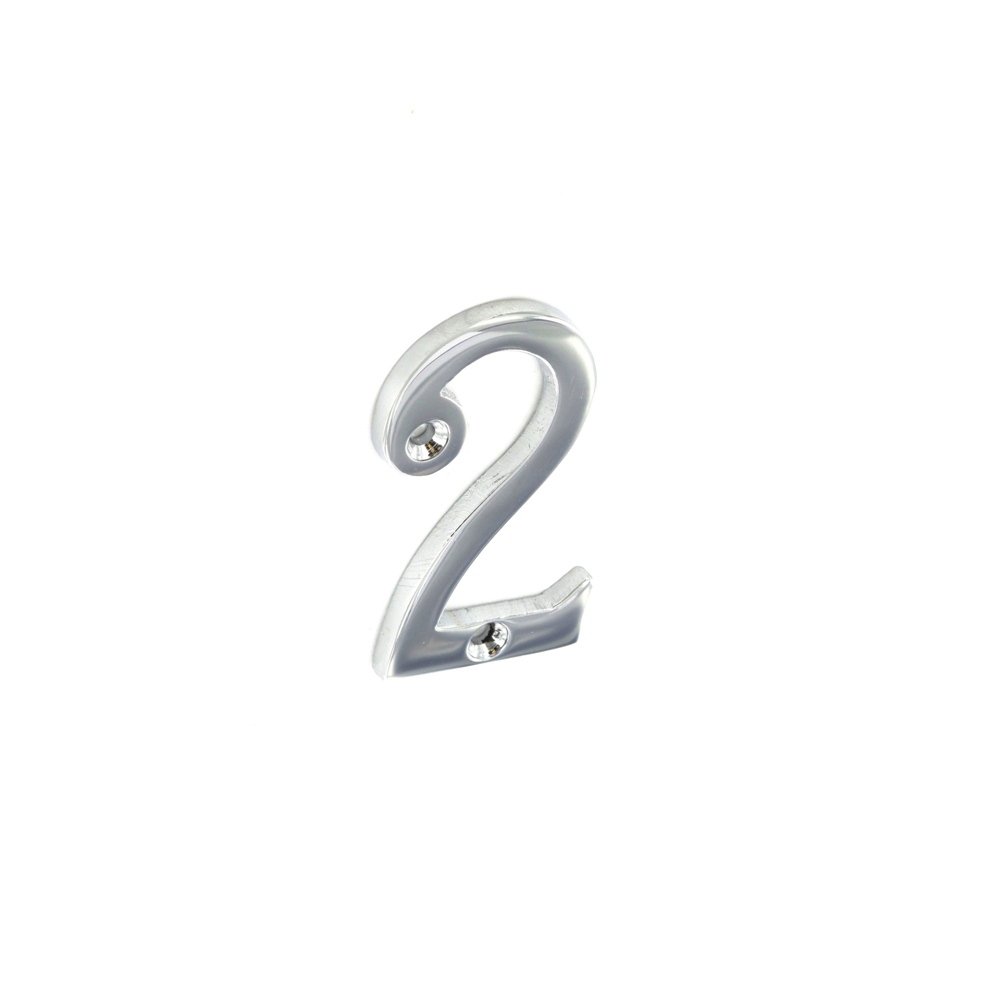 Number 2 / Two Chrome House Door Numeral â€“ 2 / 51mm