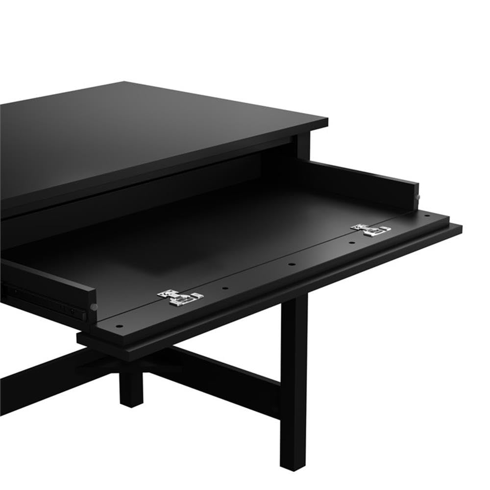 Close-up of the flip-down front mechanism on the Bush Furniture Broadview Desk
