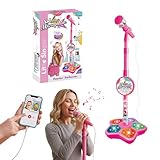 Karaoke Machine with Light, 2025 Upgrade Star Microphone with Stand, All in One Funny Karaoke Microphones with Adjustable Stand for All Ages, Birthday Gifts (not Included adeapter Cable) (Pink)