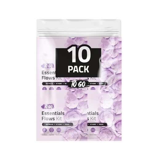 pH Advantage Essential Flows Period Kit (10 Pack) - 3 Pantyliners, 2 Maxi Pads & Feminine Wipe | Hygiene Essentials for School, First Period (Purple)