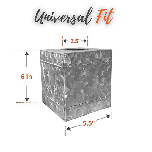 Autumn Alley Square Rustic Tissue Box Cover - Industrial Farmhouse Galvanized Tissue Box Holder - Perfect Rustic Style Decor – Galvanized Bathroom Accessories #TOP6