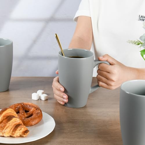 BYCNZB 20oz Extra Large Ceramic Tall Coffee Mugs Set for Coffee Tea Hot Cocoa set of 4 Dishwasher & Microwave Safe (Matte gray) by BYCNZB - Used condition - Image 5