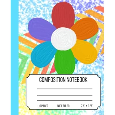 Composition Notebook: Rainbow Flower Wide-Ruled Lined Paper Journal, 110 Pages, for Pre School, Kids, Teens ::