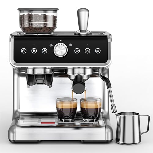 EUHOMY Espresso Machine with Grinder, 20 Bar Professional Espresso Coffee Maker for Home, with Milk Frother for Latte, Cappuccino & Barista-Style Drinks
