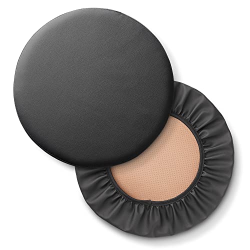 Saloniture 2-Pack Round Stool Seat Cover, 15-1/2 Inch Waterproof Slipcover For Swivel Chair Or Barstool - Black #TOP2