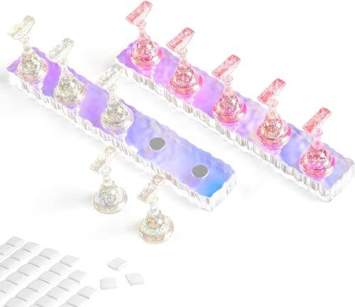 Juego de 2 soportes de uñas para exhibición de uñas, acrílico Aurora, soporte de práctica para diseño de uñas